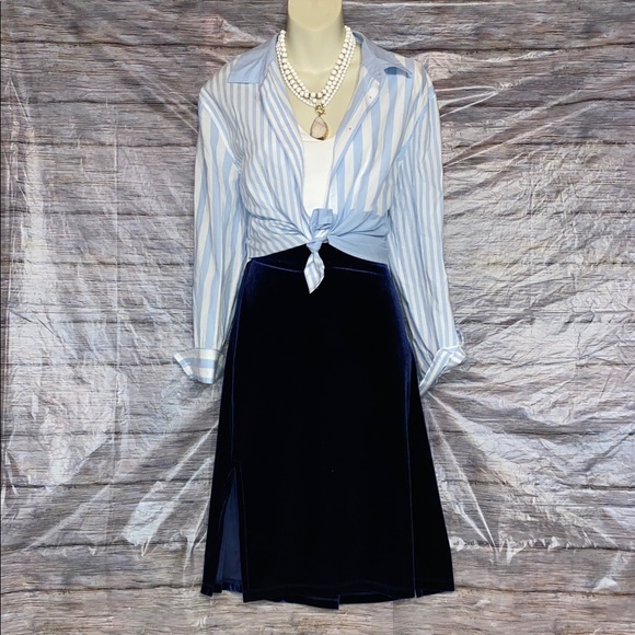 Maurices Tops - Sold* Maurices Blue & White Striped Button Down Cropped Top
